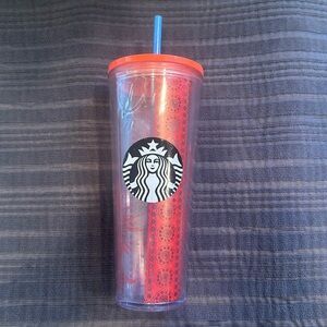 Starbucks red lace cactus reusable cold tumbler